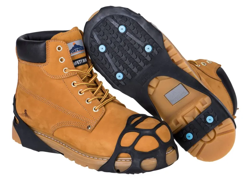 Crampons anti-gliss pour chaussures de sécurité.